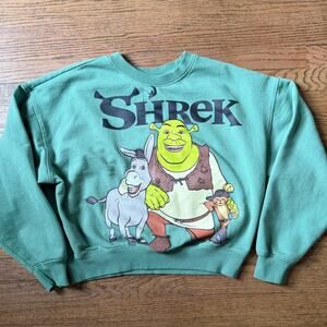 DreamWorks Shrek & Donkey Green Graphic Crewneck Size XSmall